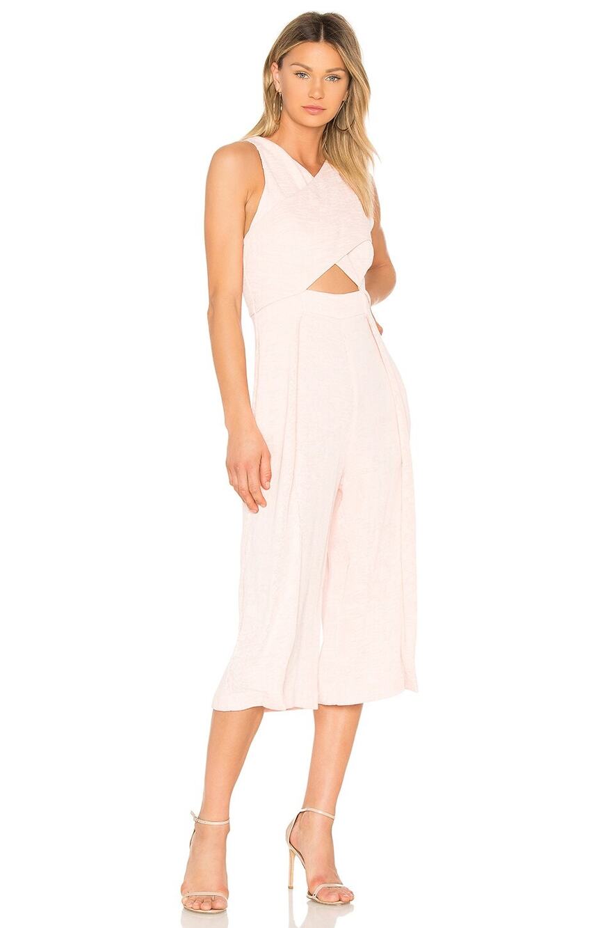 Elliatt Arcadia Front Cutout Wide Leg Jumpsuit Peach Pink Womens Med